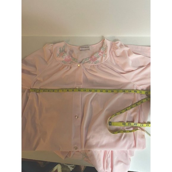 Vintage Nightgown/Robe Set Women’s Size Medium Shadowline Pink Nylon Rose Trim - Picture 10 of 13
